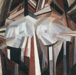 Cubist Head, 1914-15 (óleo sobre tela colocado a bordo)