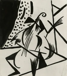 Músico, c.1914-15 (caneta e nanquim sobre papel)