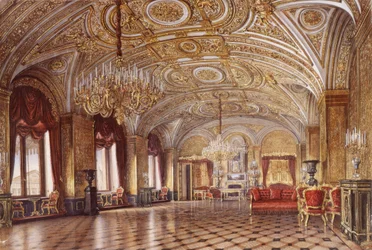 Interiores do Palácio de Inverno. O Salão Dourado, meados do século XIX.