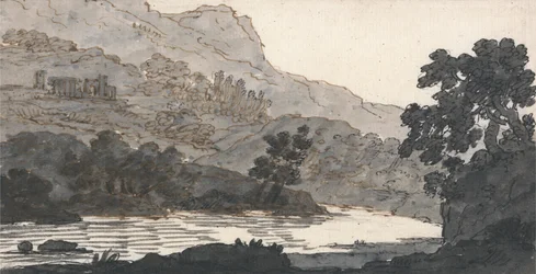 Rio e Montanha, com Ruínas