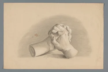 Modelo de gesso de duas mãos dobradas