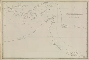 Plans of Ports, Dalrymple, Alexander publicado em 1791 Número de identificação 41167-2001 Uma carta plana de parte do Golfo da Pérsia, parcialmente corrigida pelo Tenente Edward Harvey 1778