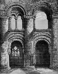 Arcos normandos em Nave, abadia de Jedburgh, c1880, 1897