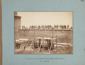 Execução dos conspiradores do assassinato de Lincoln. O cadafalso