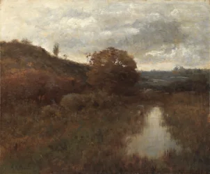 Paisagem de outono e piscina