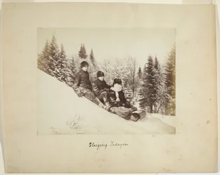 Tobogganing, c.1873 (albumen print (composite))