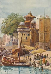 O banho Ghats, Benares, c1880 1905.
