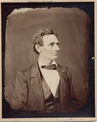 Abraham Lincoln (1809-65), 16º presidente dos EUA, copia impressão após foto de Alexander Hesler, 1860 (albumen photo)