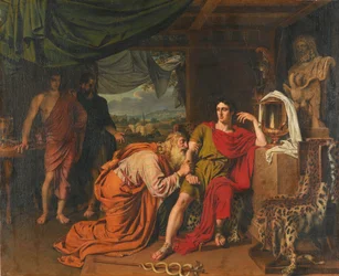 Russo: "Príamo pede a Aquiles o corpo de Heitor " Príamo pede a Aquiles que devolva o corpo de Heitor