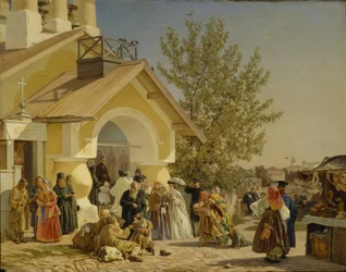 Saindo de uma Igreja em Pskov, 1864