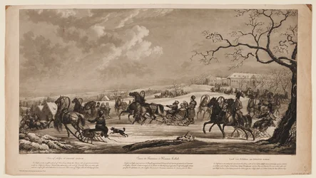 Corrida de trenós na pequena taberna vermelha Krasny Kabachok, 1814