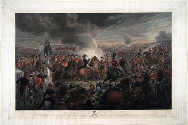 A Batalha de Waterloo - Sauerweid, Alexander Ivanovich (1783-1844) - 1819 - Gravura, aguarela - 61,6x91,3 - Coleção Privada