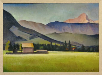 Daniel-peak nas montanhas de Zugspitz, Baviera (pintura sobre cartão)