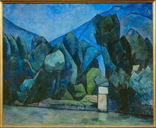 Paisagem com rio (pintura sobre tela)