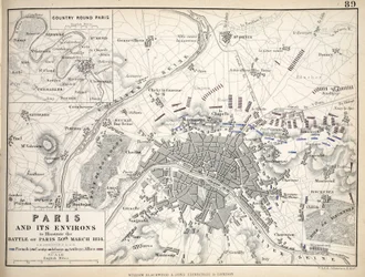 Mapa de Paris e seus arredores, publicado por William Blackwood and Sons, Edinburgh & London