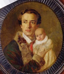 Retrato de Alexander Hearts com seu filho, 1840