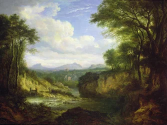 Vista distante de Edimburgo (óleo sobre painel)