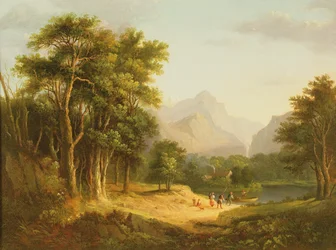 Paisagem das Terras Altas com figuras