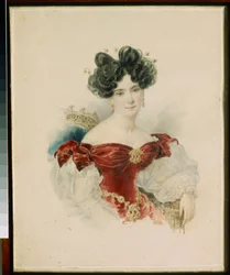 Retrato da Princesa Natalia Viktorovna Kotchoubei (1800-1854) - Aquarela sobre papel de Alexander Briullov (Alexander Briullov) (1798-1877)