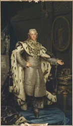 Gustave III de Suede - Retrato do Rei Gustav III da Suécia (1746-1792), de Roslin, Alexandre (1718-1793). Óleo sobre tela