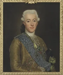 Gustav III Rei da Suécia - Retrato do Rei Gustav III da Suécia (1746-1792), de Roslin, Alexandre (1718-1793). Óleo sobre tela