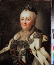 ""Retrato de Catarina II (caterina II) (1729-1796), Imperatriz da Rússia"" Pintura de Alexandre Roslin (1718-1795). State Regional I. Museu de Arte Pozhalostin, Ryasan.