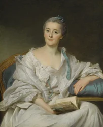Retrato de Marie-Françoise Julie Constance Filleul, Marquesa de Marigny, com um livro