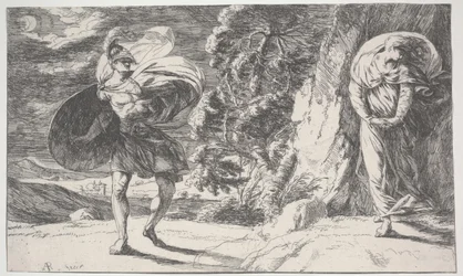 Fingal Encounters Carbon Carglass, primeiro impresso c.1773 (gravura)
