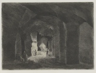 Sistema de túneis subterrâneos em Sint Pietersberg em Maastricht Pres de la Meuse, 11 Eaux-Fortes (título da série)