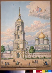 O novo Mosteiro do Salvador em Moscovo (Rússia) - Obra de Alexander Sergeyevich Kutepov (1781-1855), aguarela
