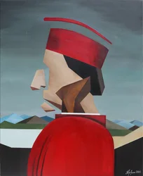 Perfil abstrato em vermelho
