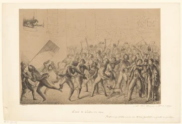 Celebrando estudantes cumprimentam seu ídolo Franz Liszt Liszt em Leiden em 184* (título no objeto) Do Passado (título da série)