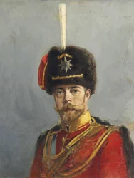 Retrato do Imperador Nicolau II (1868-1918) de Makovsky, Alexandre Vladimirovich (1869-1924). Óleo sobre tela, c. 1907, Dimensão : 62,9x47,5. Coleção Particular