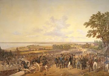 Rei Carl XIV Johan (1763-1844) da Suécia Visitando o Canal Locks em Berg em 1819, 1856