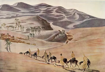 Dunas (Beni-Abbes), de Cartoons and Paintings of Africa, executadas durante a expedição Citroen Centre Afrique, segunda missão Haardt Audouin-Dubreuil, pub. Paris, 1927