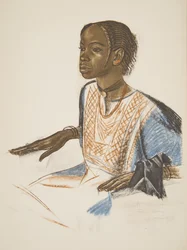 Garota de Bornou (Fort Lamy), de Cartoons and Paintings of Africa, executada durante a expedição Citroen Centre Afrique, segunda missão Haardt Audouin-Dubreuil, pub. Paris, 1927