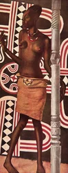Molende, Mangbetou, de Cartoons and Paintings of Africa, executado durante a expedição Citroen Centre Afrique, segunda missão Haardt Audouin-Dubreuil, pub. Paris, 1927
