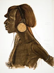 Mutila, MGogo (Dodoma), de ’Dessins et Peintures d’Afrique’, executado durante a expedição Citroën Centre Afrique, segunda missão Haardt-Audouin-Dubreuil, publicado em Paris, 1927
