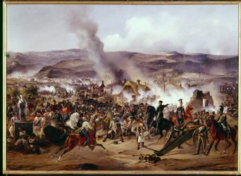 Guerras Napoleônicas: a Batalha de Kulm (atual Chlumec) na Boêmia (República Tcheca) em 30/08/1813 opondo o exército francês a uma coalizão de tropas prussianas, austríacas e russas, durante a campanha alemã. Pintura de Alexandre