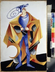 Fato de teatro para a peça "Romeu e Julieta" de William Shakespeare. Gouache por Alexandra Alexandrovna Exter (1882-1949) 1921 Regional M. Museu de Arte Vrubel, Omsk