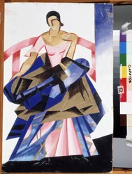 Fantasia para a personagem de Julieta na peça "Romeu e Julieta" de William Shakespeare. Gouache por Alexandra Alexandrovna Exter (1882-1949) 1921 Estado A. Museu de Arte Radishchev, Saratov