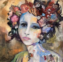 Retrato floral expressivo
