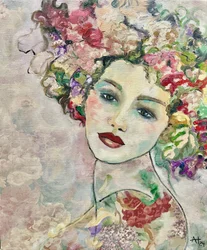Retrato de uma mulher com flores