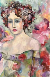 Retrato floral sereno