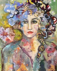 Retrato floral vibrante
