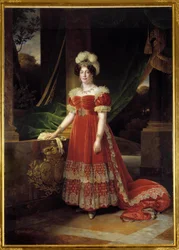 Retrato da Duquesa de Angouleme Marie Therese Charlotte da França conhecida como Madame Royale (1778-1851) Pintura de Alexandre Francois Caminade (1789-1862) 1827 Sol. 2,57x1,85 m