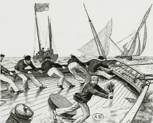 Regata à vela: Le turn du Bateau-Buoée - desenho de A. Brun, Bibl. des Arts deco.