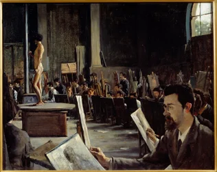 O atelier do pintor Alexandre Cabanel (1823-1889) na Ecole des Beaux Arts Painting by Tacrede Bastet (1858-1942) 1883 Grenoble Musee des Beaux Arts Atenção! A utilização desta obra pode ser sujeita a um pedido de autorização de terceiros ou adicional