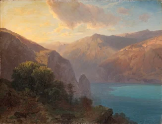 Près de Seelisberg: uma vista do Lac de Lucerne vista de Seelisberg, Suíça, 1862