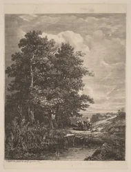 Cavaleiros junto a um lago